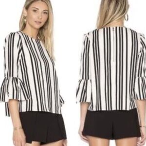 Alice + Olivia Black and White Striped Blouse f26